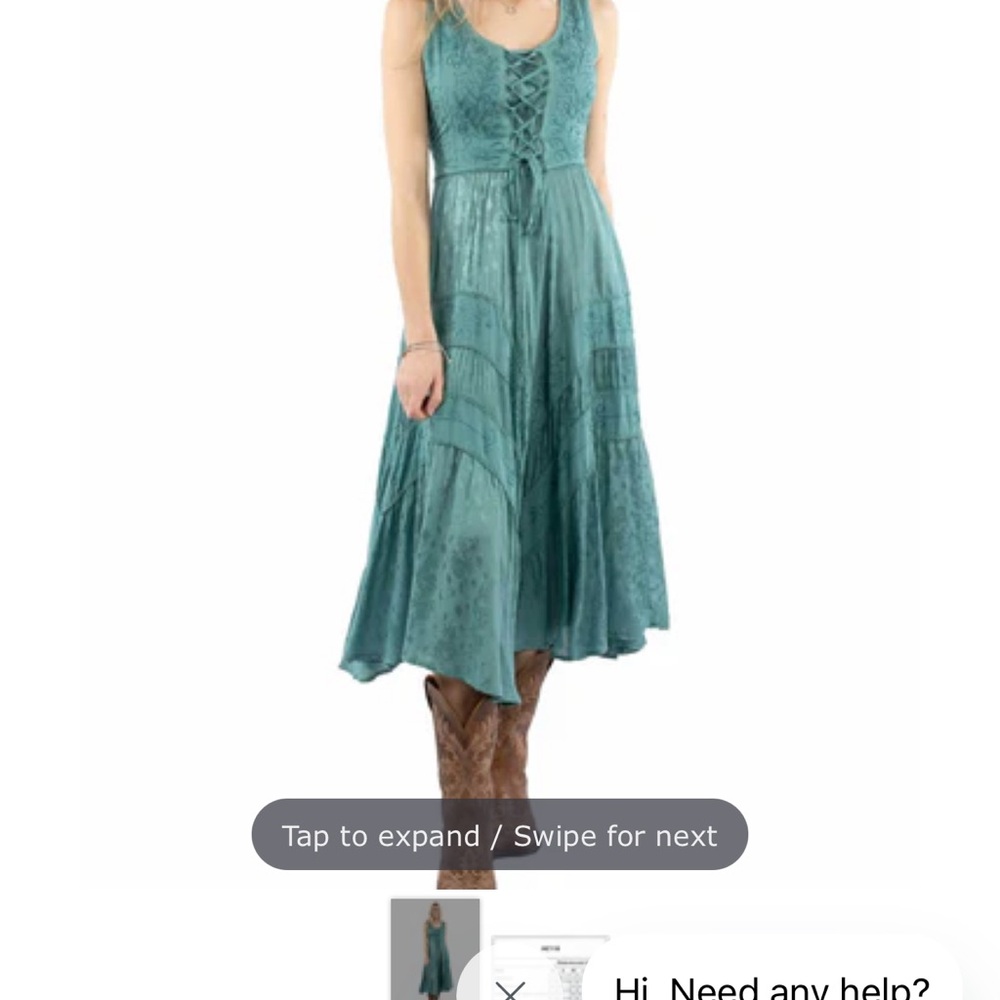 NWOT Scully Green Sleeveless Scoop Neck Midi Sundress